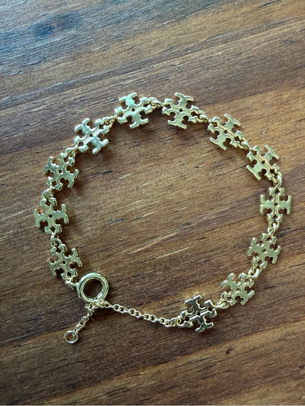 Tory Burch Gold Link Logo Motif Bracelet